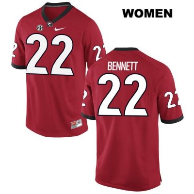 Women's Georgia Bulldogs NCAA #22 Stetson Bennett Nike Stitched Red Authentic College Football Jersey TSV8054UY